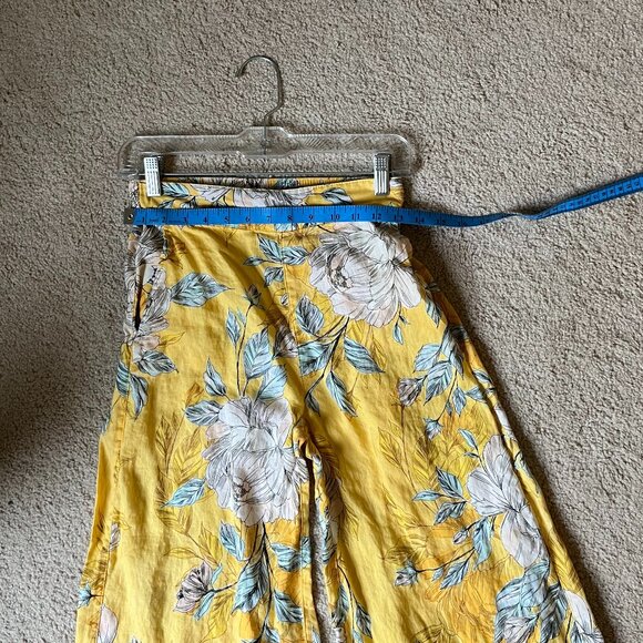 Nicole Miller *Yellow Wide-Leg Linen Pants* | Bright Floral | POCKETS | XS - Picture 6 of 12